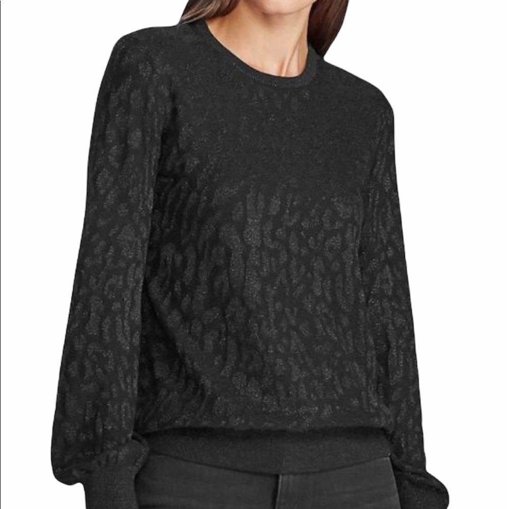 Ralph Lauren Black Shimmer Ribbed Trim Sweater